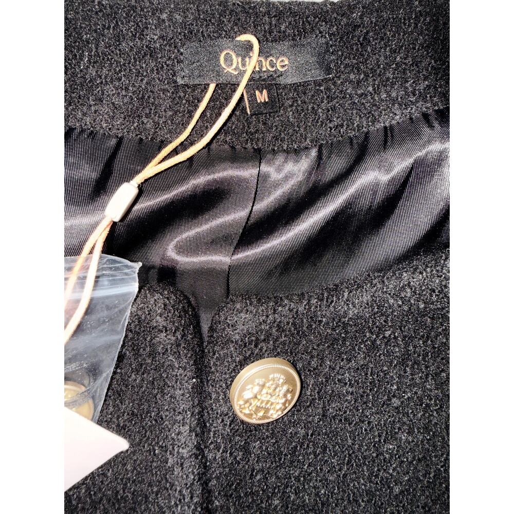 Quince Jacket Womens Medium Black Wool Collarless Gold Button Pockets Short NWT - Picture 4 of 7